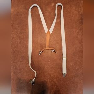Grey Adjustable Suspenders With Leather Details
